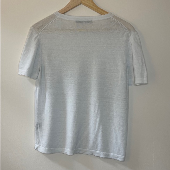 Jenni Kayne White Hemp Blend Sheer Tee Shirt Medium - Picture 3 of 6